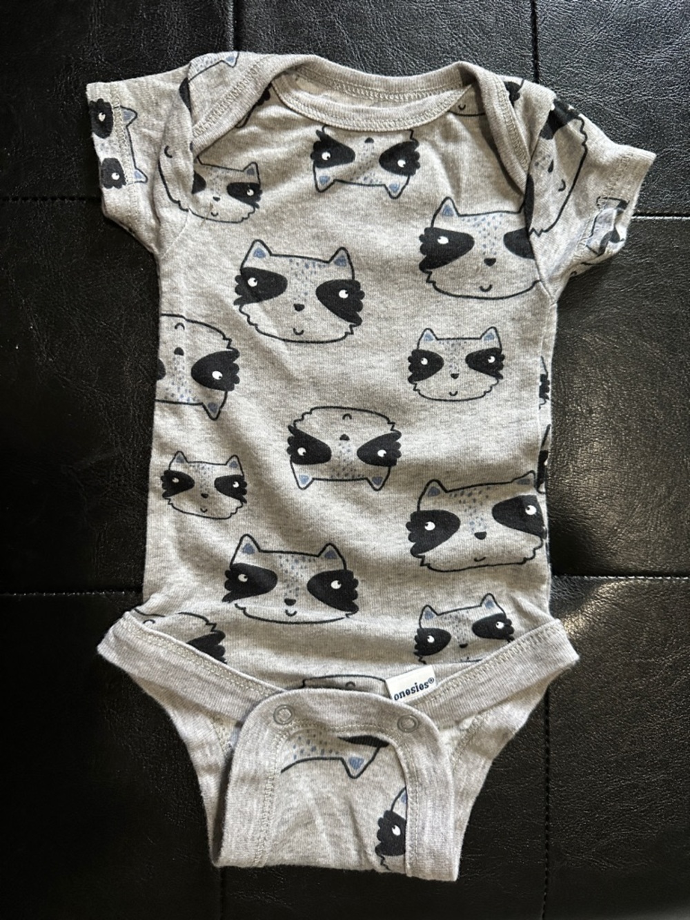 Gerber Baby Grey Raccoon Print One-Piece Bodysuit Newborn